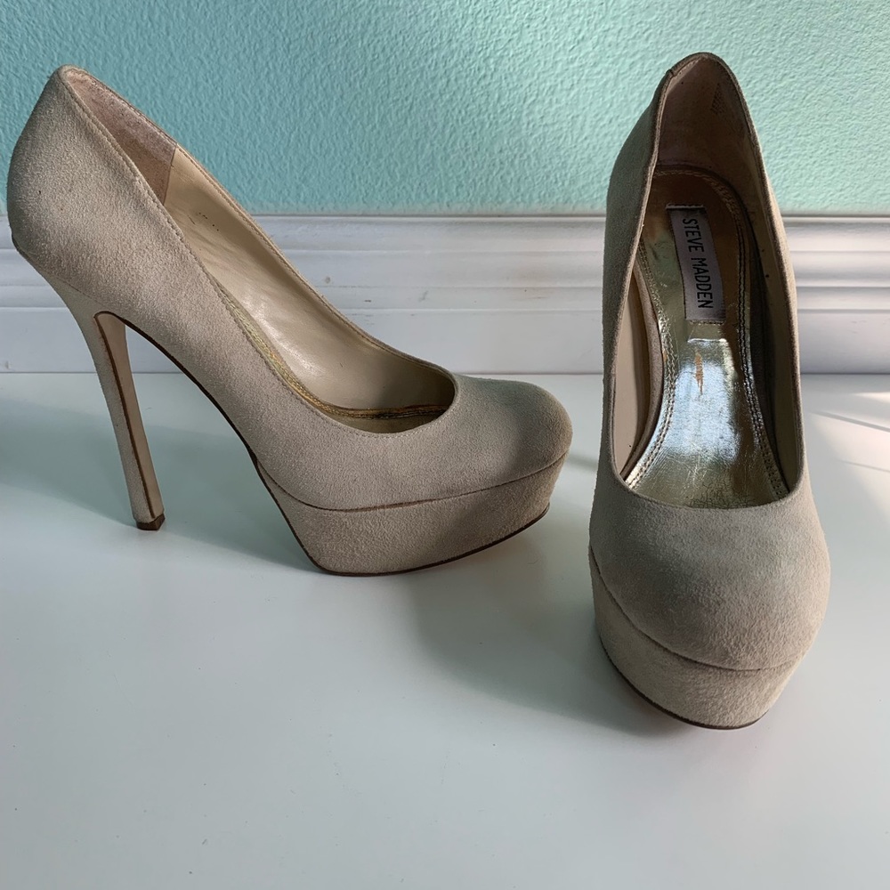 Steve Madden Nude Suede Platform Heels